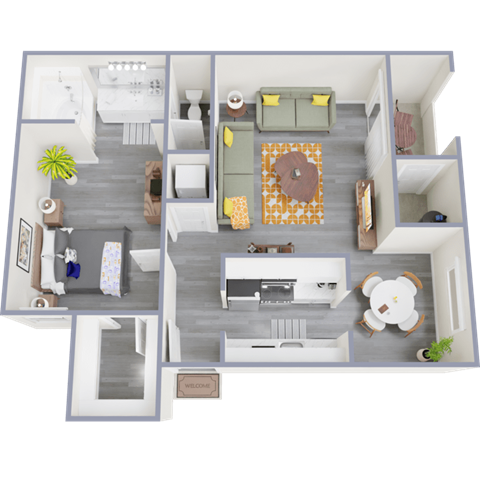a floor plan of a two bedroom apartment with a living room and dining room